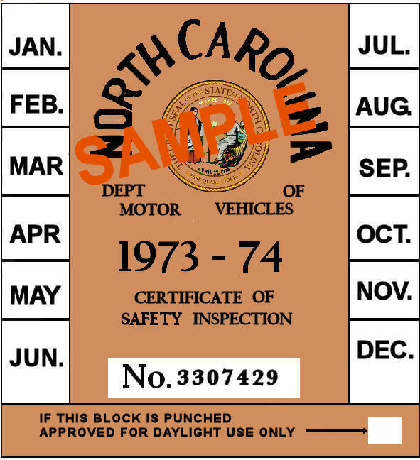 Modal Additional Images for 1973-74 North Carolina Inspection Sticker